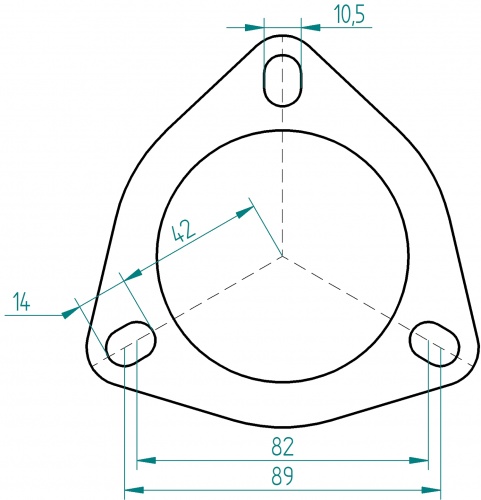 3-gaats rvs flens 70-76mm