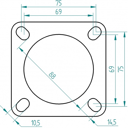 4-gaats rvs flens 70-76mm